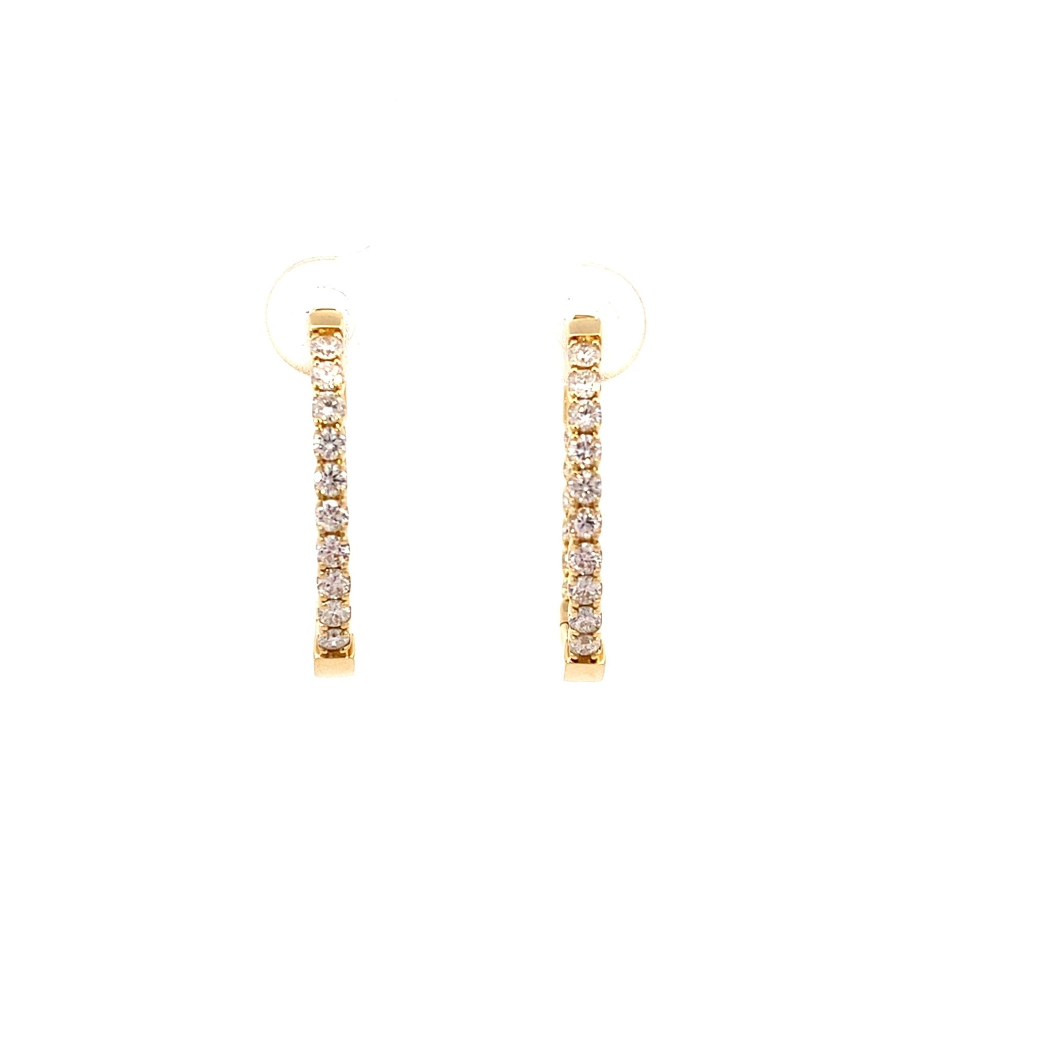 Diamond hoop earrings, inside - out with 32 diamonds=1.06ct in 14kt yellow gold by Nemati - Gaines Jewelers