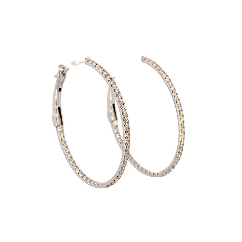 Diamond hoop oval inside-out earrings 86=.55ct 14kt white gold - Gaines Jewelers