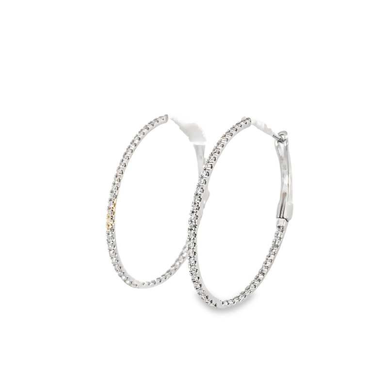 Diamond hoop oval inside-out earrings 86=.55ct 14kt white gold - Gaines Jewelers