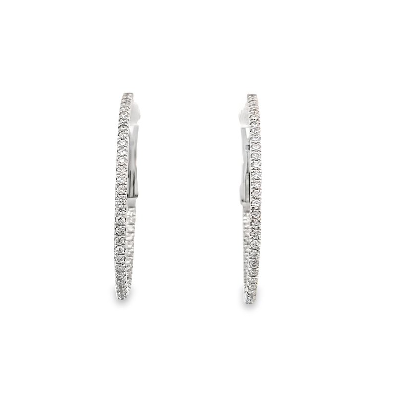 Diamond hoop oval inside-out earrings 86=.55ct 14kt white gold - Gaines Jewelers