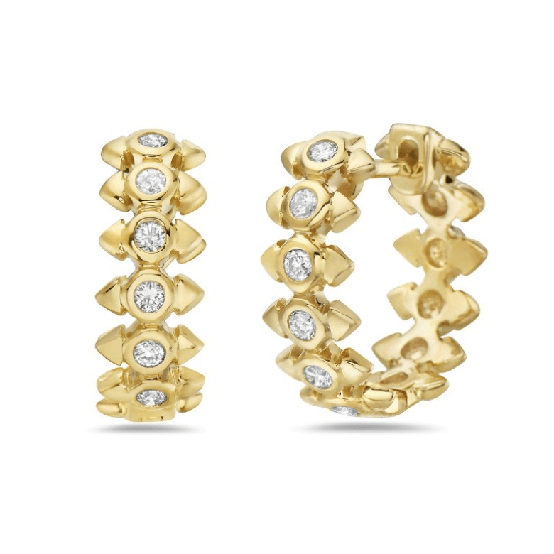 Diamond Huggie Hoops Yellow Gold - Bassali - Gaines Jewelers