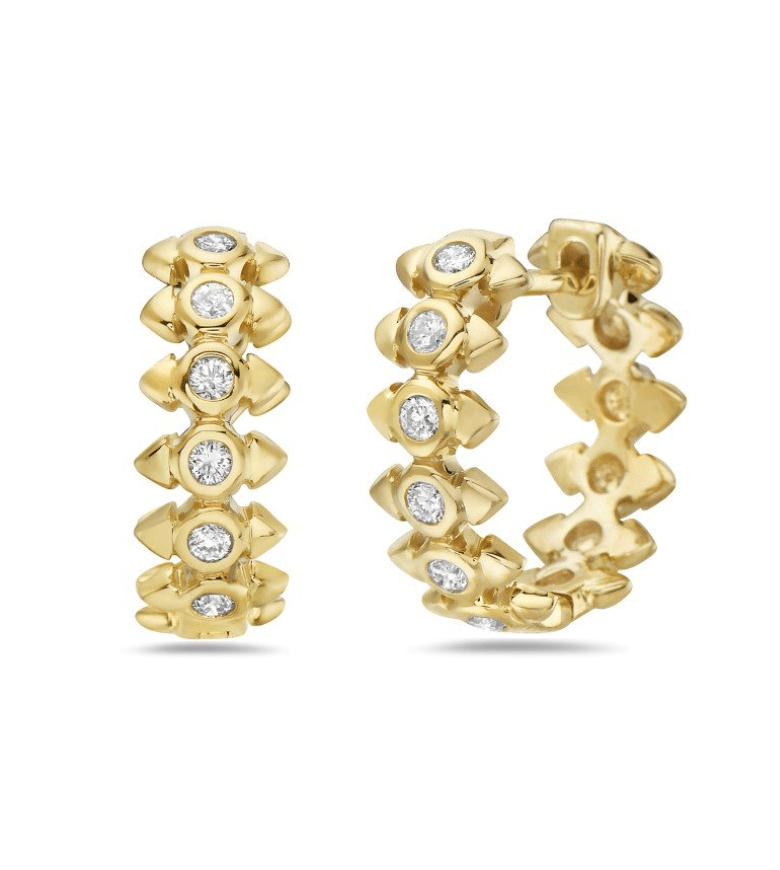 Diamond Huggie Hoops Yellow Gold - Bassali - Gaines Jewelers