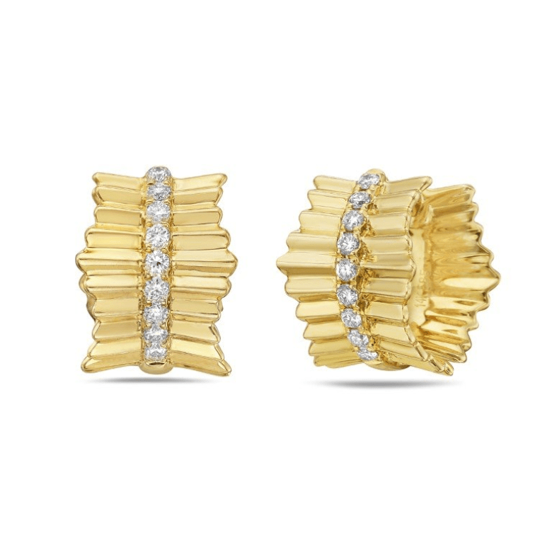 Diamond Huggie Hoops Yellow Gold - Bassali - Gaines Jewelers