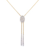 Diamond lariat pendant with diamond drops in 14kt yellow & white gold by Basali - Gaines Jewelers