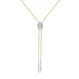 Diamond lariat pendant with diamond drops in 14kt yellow & white gold by Basali - Gaines Jewelers