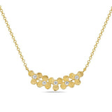 Diamond necklace with 5 floral motifs at front as trapeze in 14kt yellow gold by Bassali - Gaines Jewelers