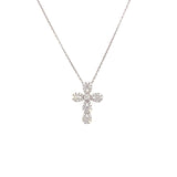 Diamond pendant cross set with 51 diamonds=.29ct 18" 18 - 14kt white gold - Gaines Jewelers