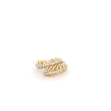 Diamond ring in bypass style, ribbed texture in 14kt yellow gold by Bassali - Gaines Jewelers