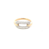 Diamond ring with oblong pave' top in 2 - tone 14kt yellow gold by Rego - Gaines Jewelers