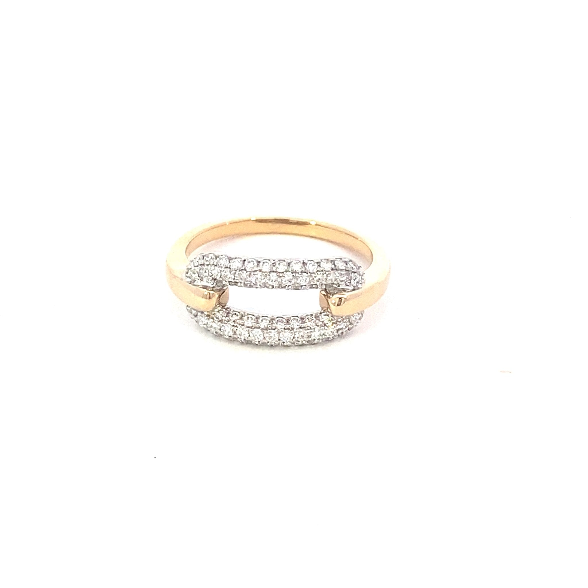 Diamond ring with oblong pave' top in 2 - tone 14kt yellow gold by Rego - Gaines Jewelers