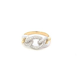 Diamond ring with pave linked knot on top in 2 - tone 14kt gold by Rego - Gaines Jewelers