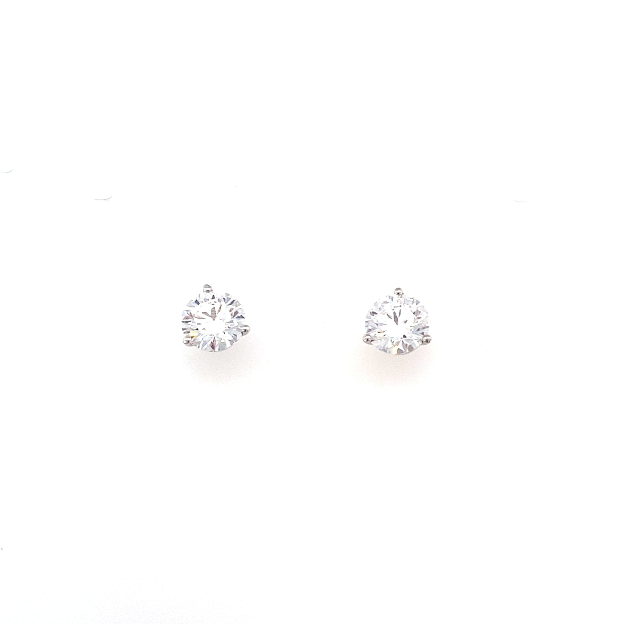 ****Diamond stud earrings, 2 round lab diamonds=4.18ct 14kt white gold - Gaines Jewelers