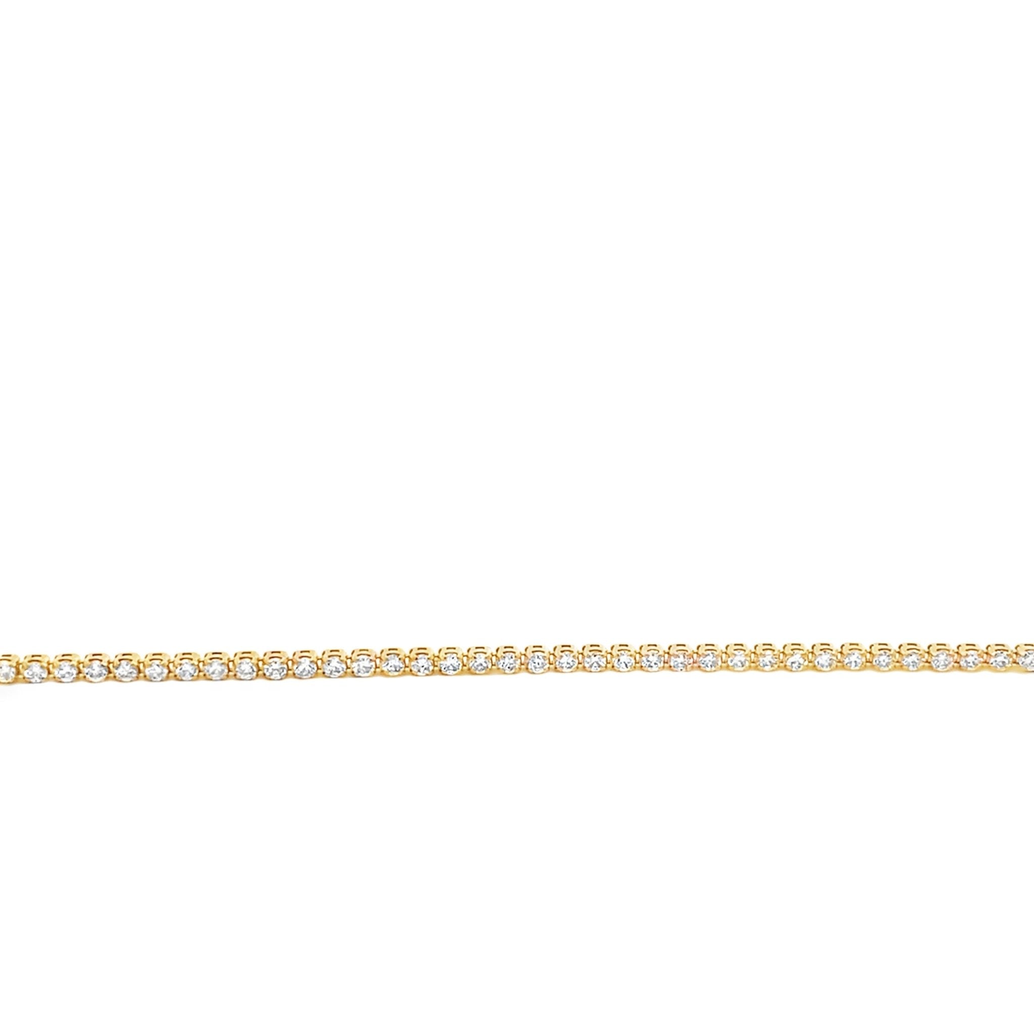 Diamond tennis bracelet with small lab diamonds=1.29ct in 14kt yellow gold - Gaines Jewelers
