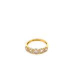 Diamond wedding ring with small round diamonds in halos 18kt yellow gold - Gaines Jewelers