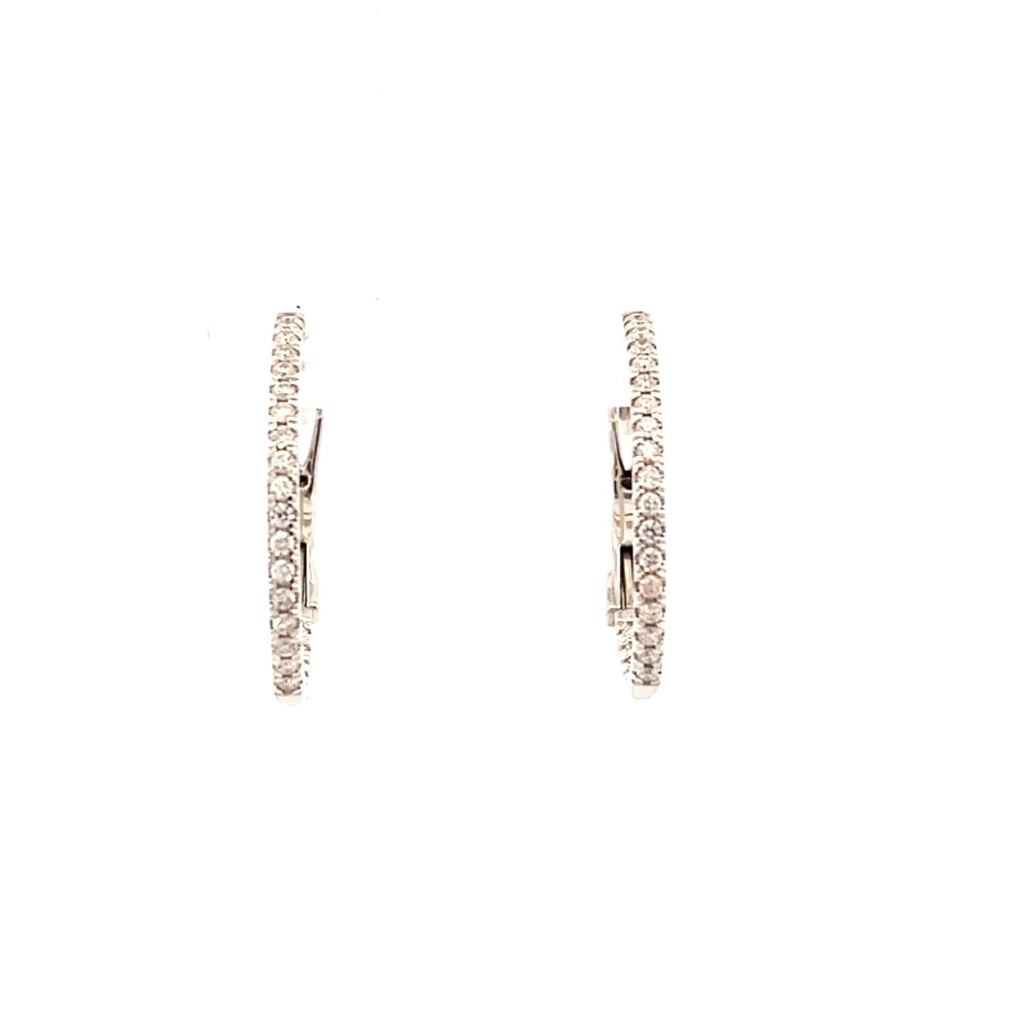 Diamonds hoop earrings, inside - out with 50 diamonds=.26ct in 14kt white gold by Nemati - Gaines Jewelers