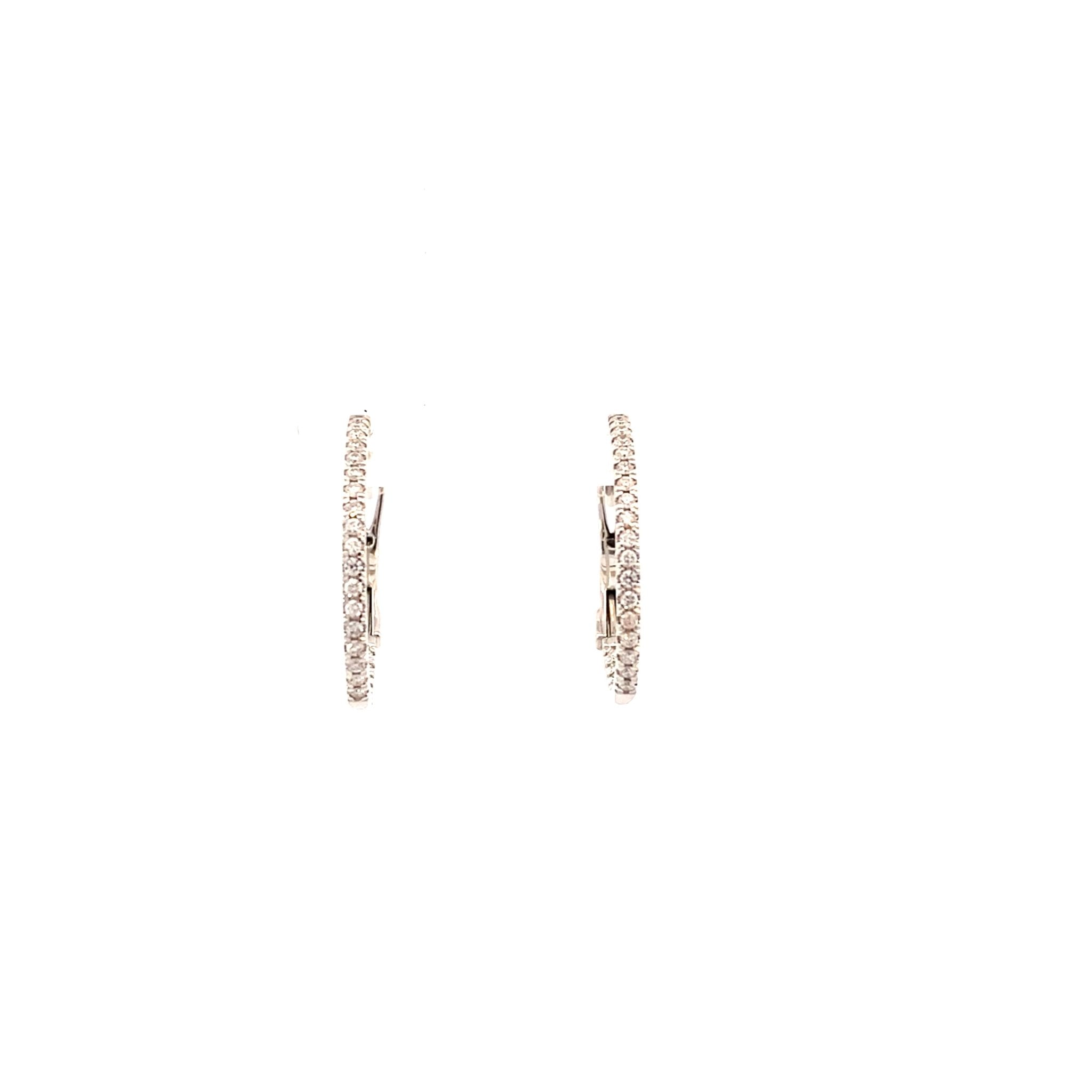 Diamonds hoop earrings, inside - out with 50 diamonds=.26ct in 14kt white gold by Nemati - Gaines Jewelers