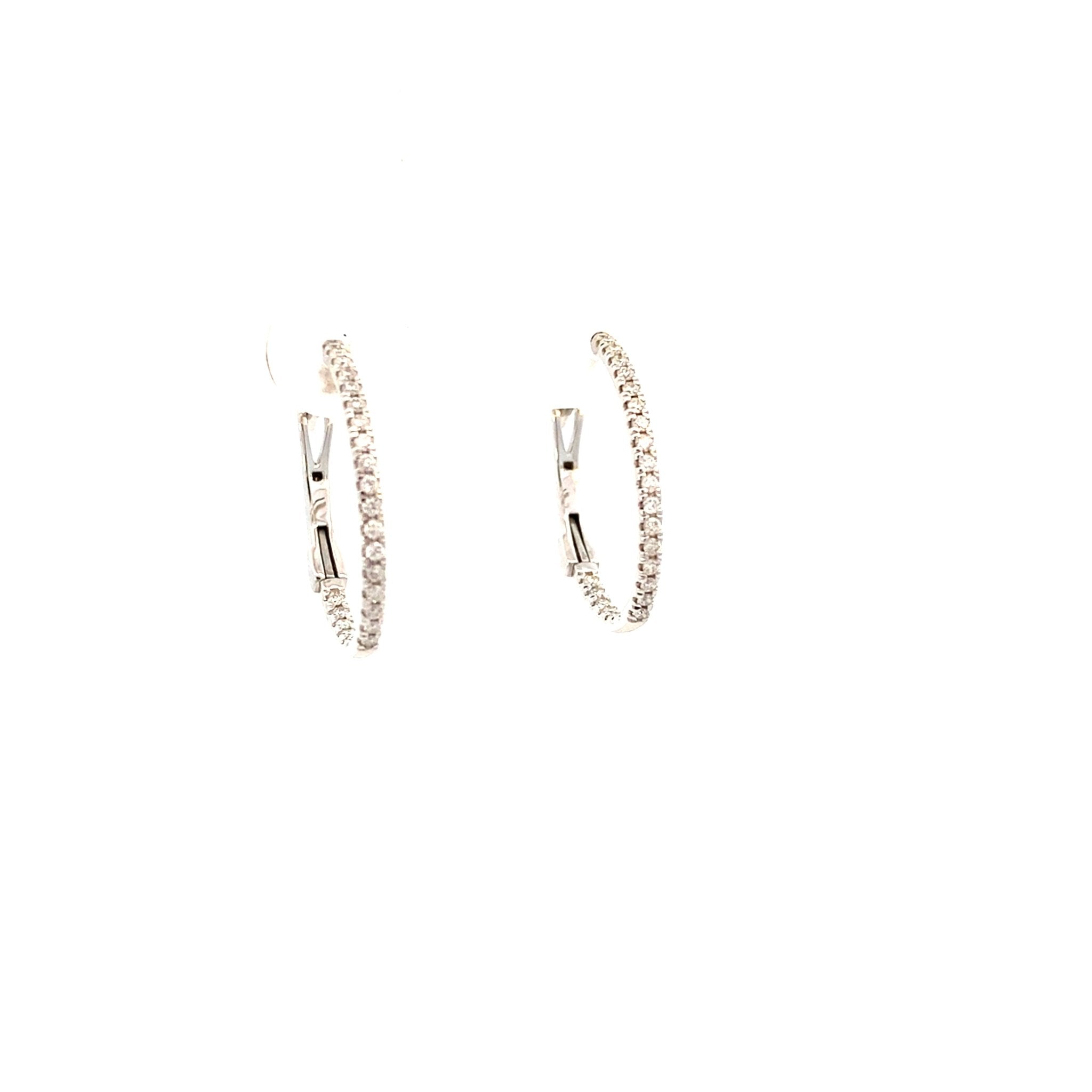 Diamonds hoop earrings, inside - out with 50 diamonds=.26ct in 14kt white gold by Nemati - Gaines Jewelers