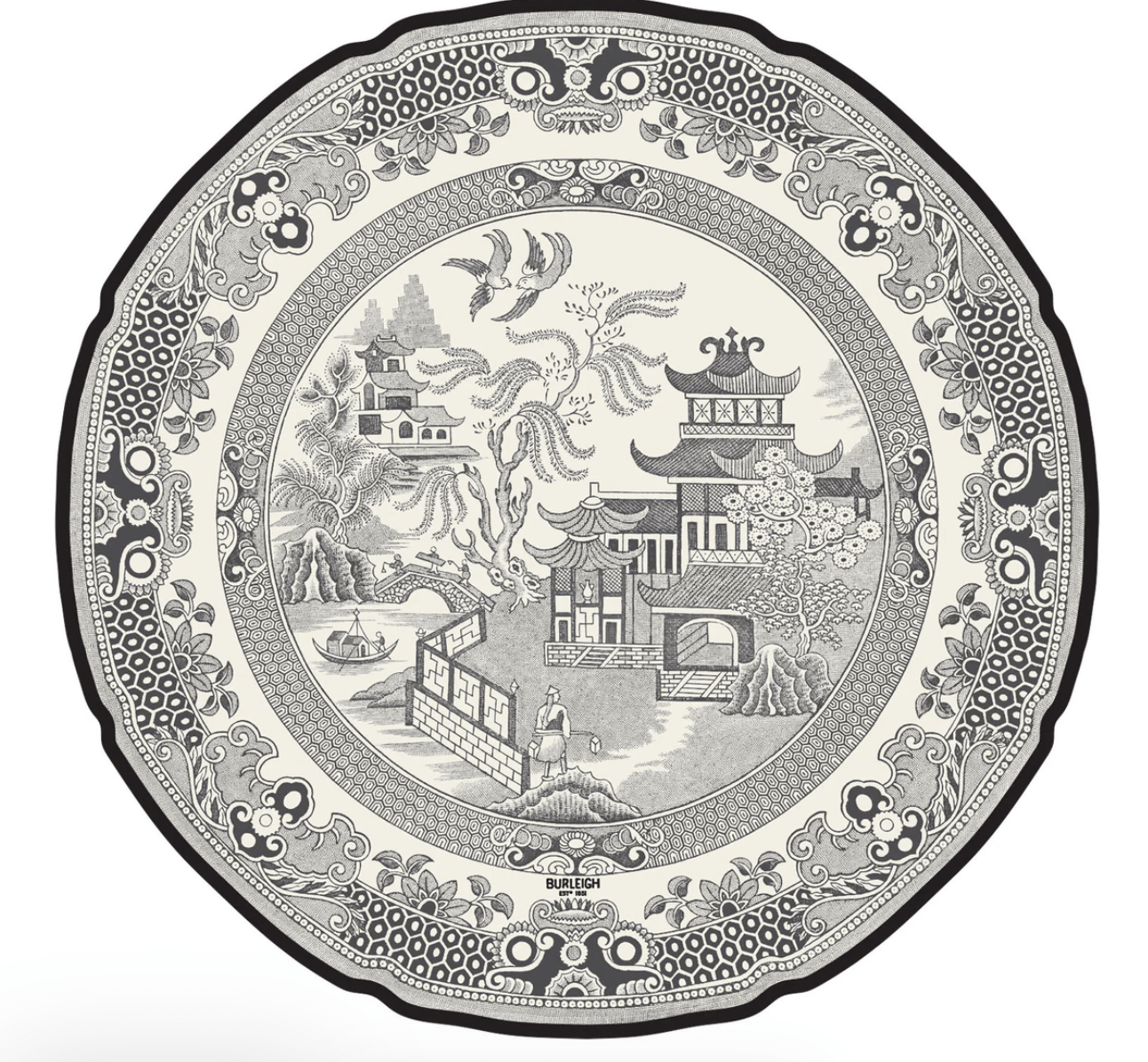 Die - Cut Black Willow Plate Placemat - Hester & Cook - Gaines Jewelers