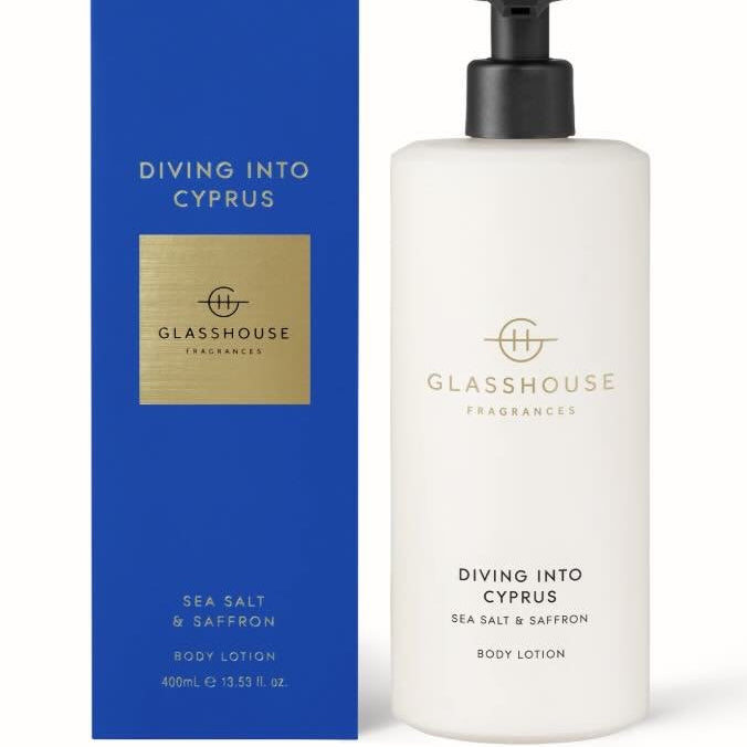 Diving Into Cyprus Lotion - Glasshouse Fragrances - Gaines Jewelers