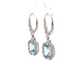 Drop earrings with aquamarine & diamonds 18kt white gold by Yael - Gaines Jewelers