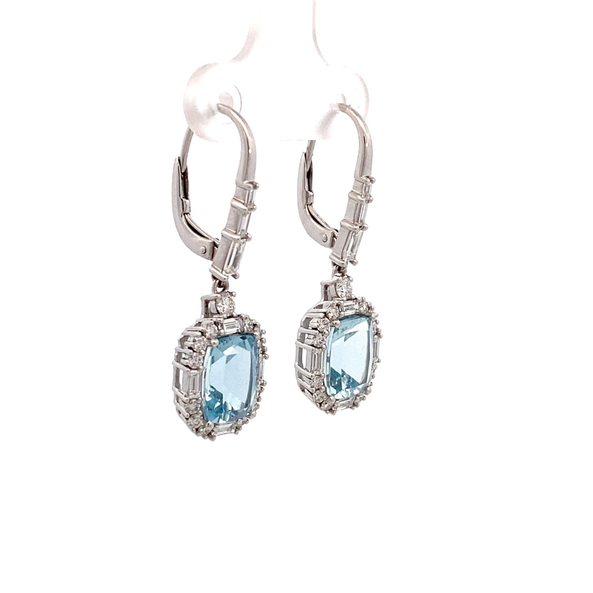 Drop earrings with aquamarine & diamonds 18kt white gold by Yael - Gaines Jewelers