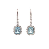 Drop earrings with aquamarine & diamonds 18kt white gold by Yael - Gaines Jewelers
