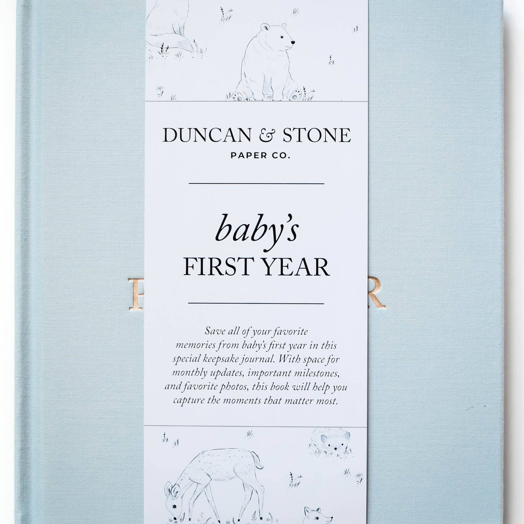 Duncan & Stone Paper Co. - Baby's First Year Memory Book & Photo Album | Mother's Day: Sky Blue - Gaines Jewelers