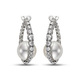 Earrings - 13MM South Seas Pearl Earrings W/1.32CT - 18k White Gold - Mastoloni - Gaines Jewelers