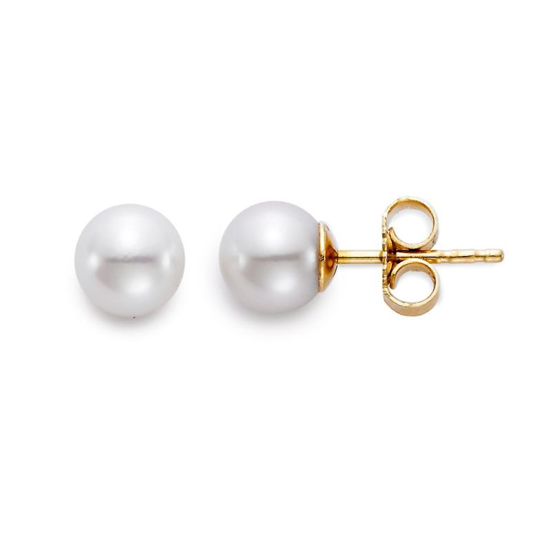 Earrings - akoya pearl stud 5.5 - 6mm 18kt yellow gold - Gaines Jewelers