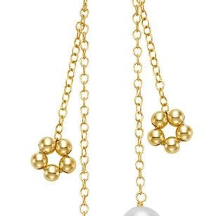 Earrings dangling with a fresh water pearls & bead halo 14kt yellow gold - Mastoloni - Gaines Jewelers