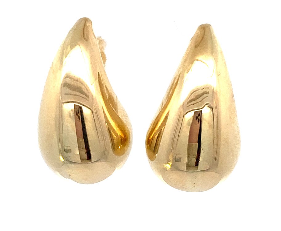 Earrings designed as a tear - drop button, extra large in 14kt yellow gold - Gaines Jewelers