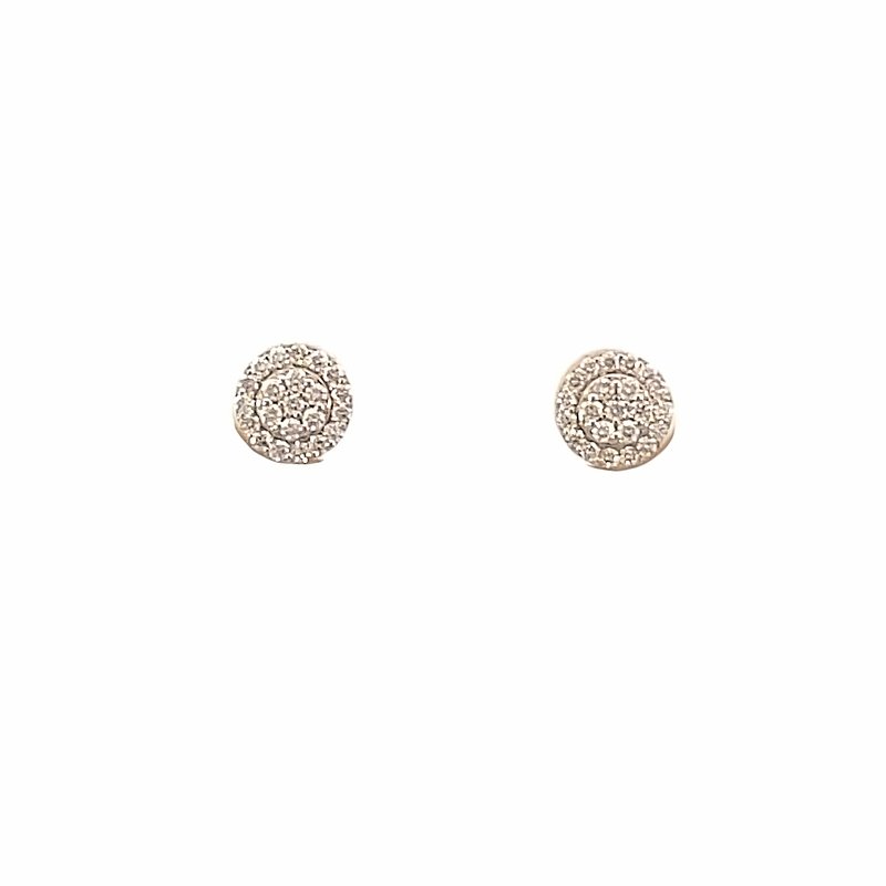 ****Earrings - diamond cluster studs 0.26ct 14kt yellow gold - Gaines Jewelers