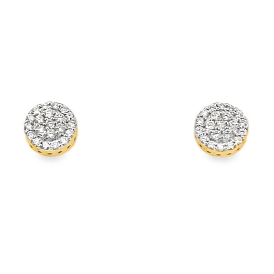 Earrings - diamond cluster studs 14kt yellow gold - Gaines Jewelers