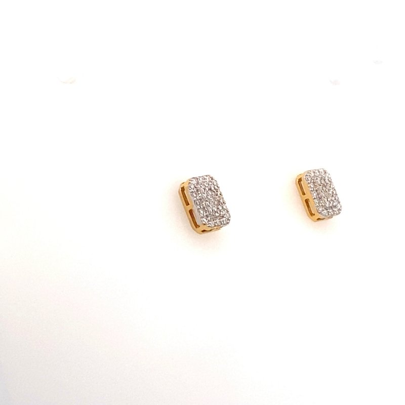 Earrings - diamond clusters rectangular studs 14kt yellow gold - Gaines Jewelers