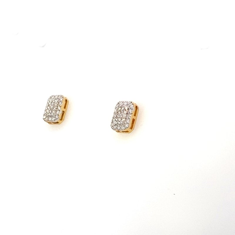 Earrings - diamond clusters rectangular studs 14kt yellow gold - Gaines Jewelers