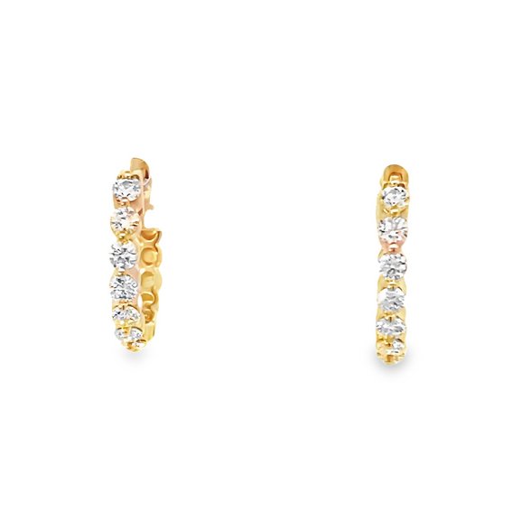 Earrings- diamond hoop earrings 14kt yellow gold - Gaines Jewelers