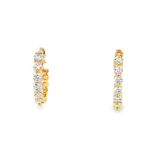 Earrings- diamond hoop earrings 14kt yellow gold - Gaines Jewelers