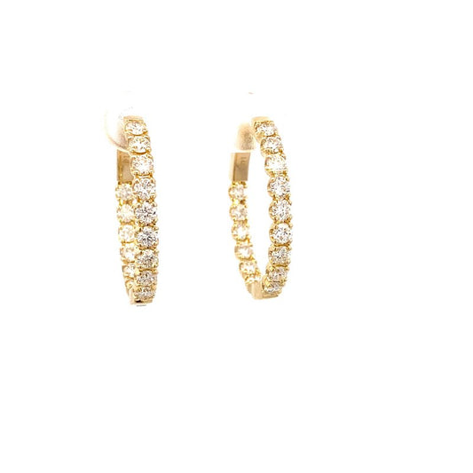 Earrings - diamond hoops 30=2.05ct 14kt yellow gold - Gaines Jewelers