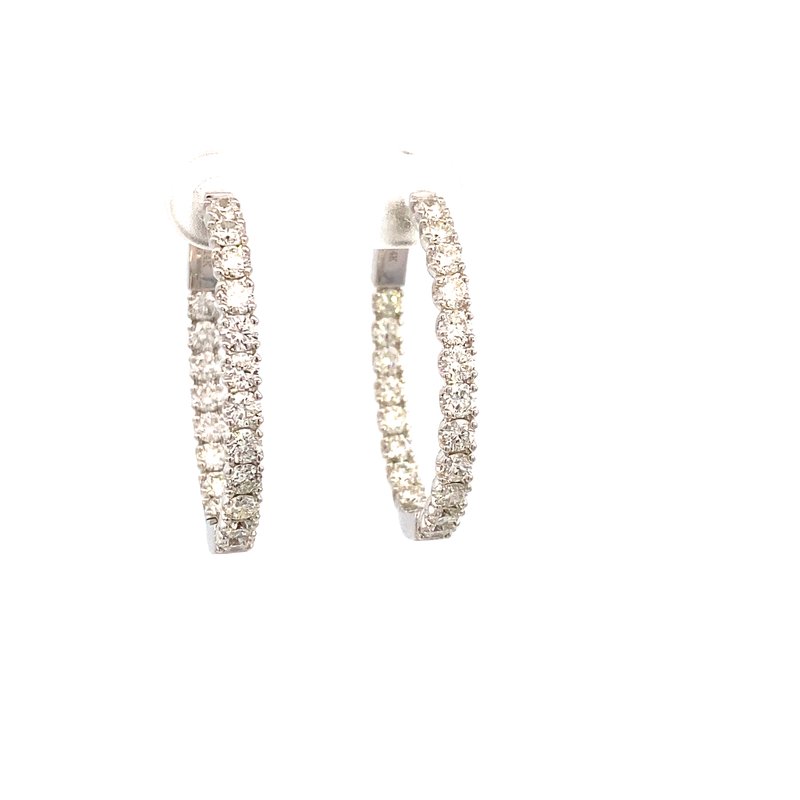 Earrings - diamond hoops 30=2.06ct 14kt white gold - Gaines Jewelers