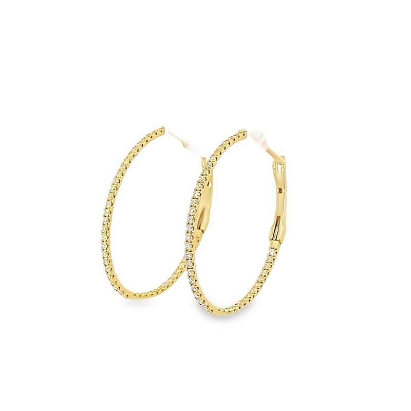 Earrings diamond hoops 76=.49ct inside-out 14kt yellow gold - Gaines Jewelers