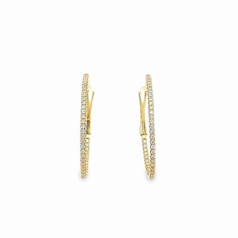 Earrings diamond hoops 76=.49ct inside-out 14kt yellow gold - Gaines Jewelers