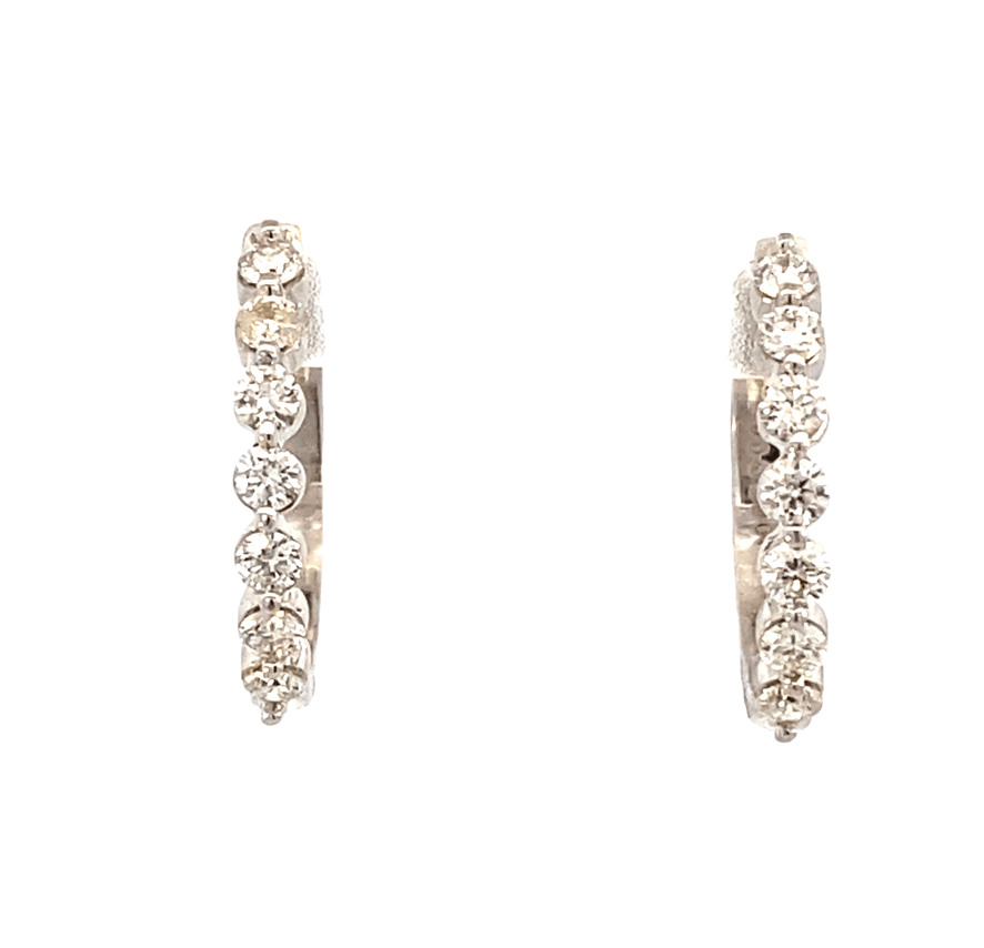 Earrings diamond hoops huggies 14=.28ct 14kt white gold - Gaines Jewelers