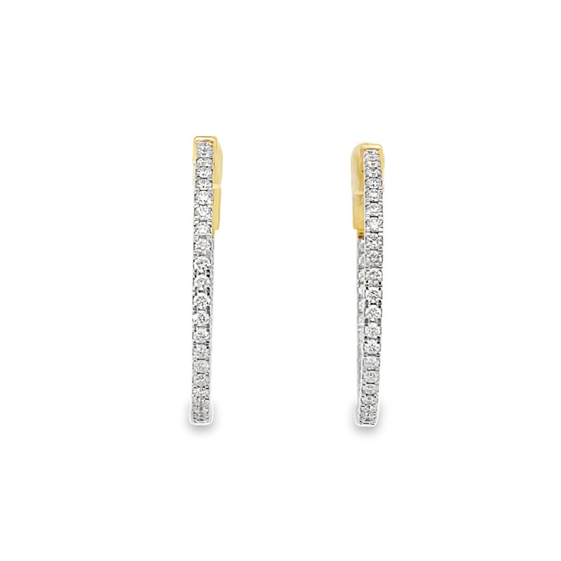 ****Earrings - diamond hoops inside - out 1.04ct thin 14kt yellow gold - Gaines Jewelers