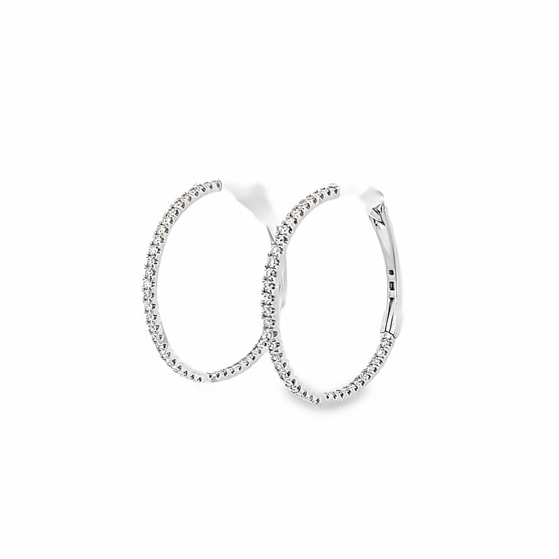 Earrings diamond hoops inside-out 60=.30ct 14kt white gold - Gaines Jewelers