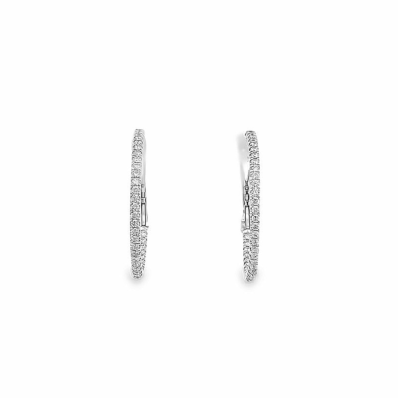 Earrings diamond hoops inside-out 60=.30ct 14kt white gold - Gaines Jewelers