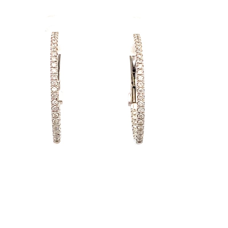 Earrings - diamond hoops inside - out 68=0.41ct 14kt white gold - Gaines Jewelers