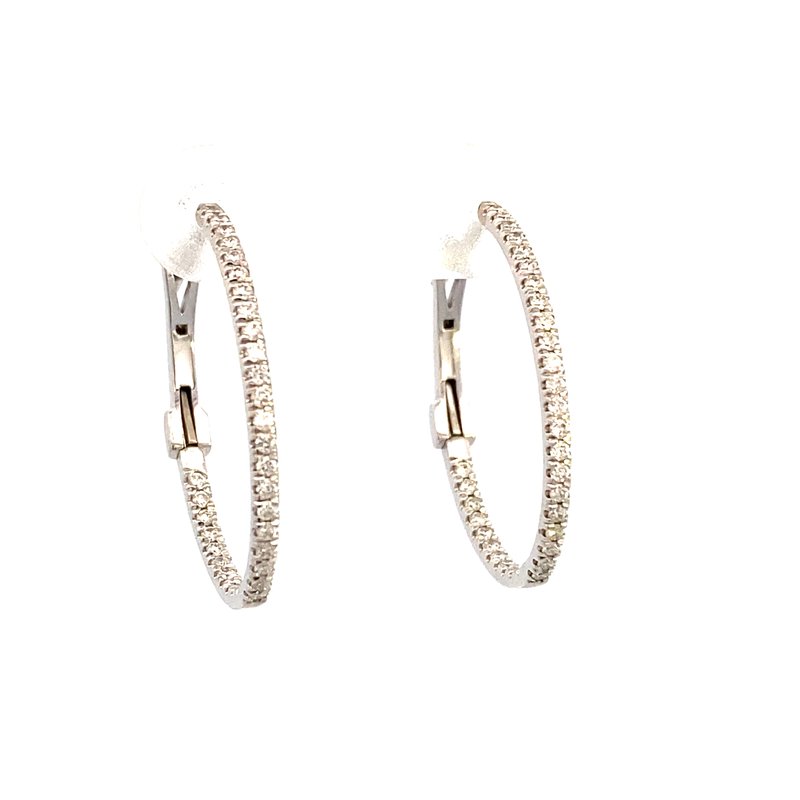 Earrings - diamond hoops inside - out 68=0.41ct 14kt white gold - Gaines Jewelers