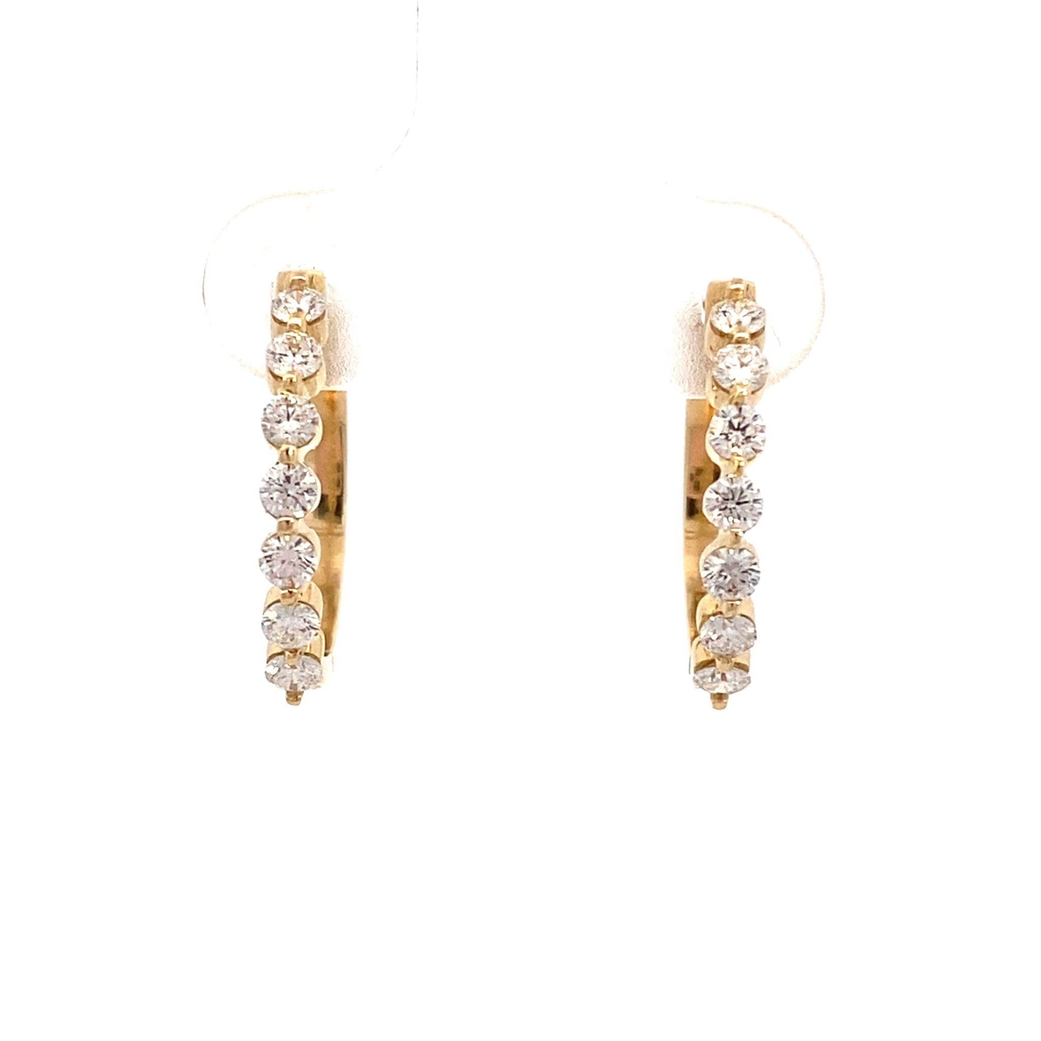 Earrings diamond hoops small 14=.56ct 14kt yellow gold - Gaines Jewelers