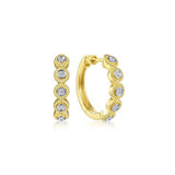 Earrings - diamond hoops with bead bezels 20mm .21ct 14kt yellow gold - Gaines Jewelers