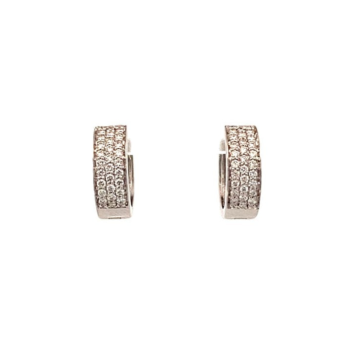 Earrings diamond huggie style pave'd with diamonds 0.33ct 14kt white gold - Gaines Jewelers